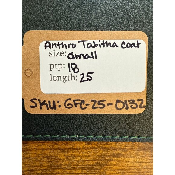 Anthropologie Tabitha Green Plaid Double-Breasted Jacket S Wool Blend Teal Trim - Picture 7 of 7